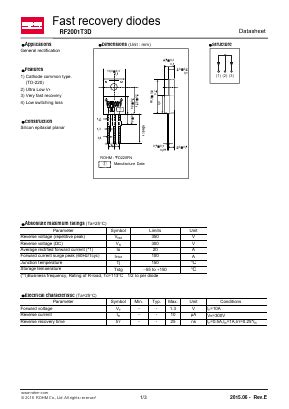 RF2001T3D Datasheet PDF ROHM Semiconductor Fast Recovery Diodes