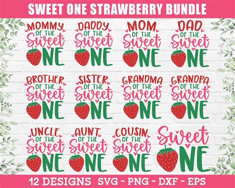 Sweet One Svg Bundle Sweet One Strawberry Svg 1st Birthday Svg