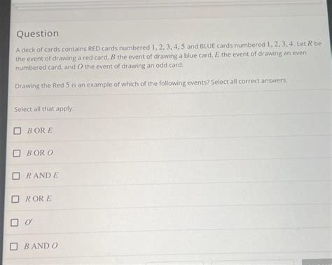 Solved Question A Deck Of Cards Contains RED Cards Numbered Chegg