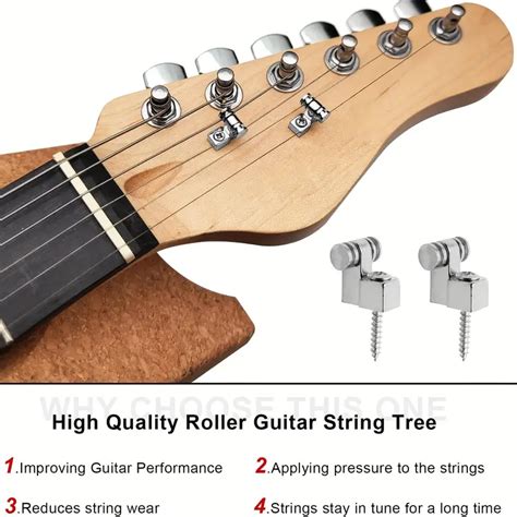 Electric Guitar Chrome Roller String Trees Screw Strings Temu