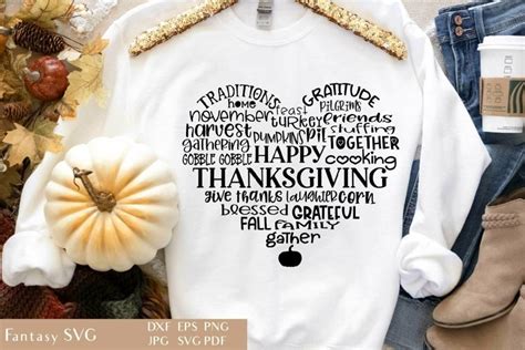 Happy Thanksgiving Heart - Shaped Word Art | Fall SVG File