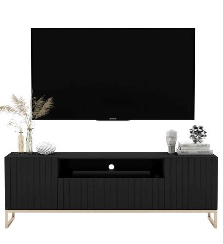 Szafka RTV Glamour Komoda RTV Glamour Czarny Mat 150 Cm Z Kolekcji