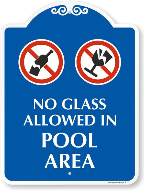 No Glass In Pool Area Signs No Glass By The Pool Signs