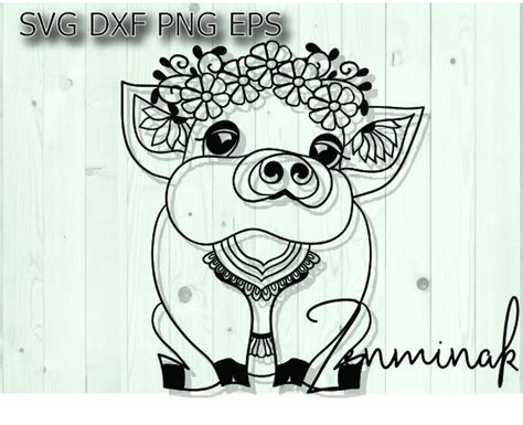 Pig Face Svg Piglet Svg Flower Crown Svg Floral Pig Svg Etsy