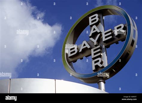 Bayer Ag Corporate Logo In Leverkusen North Rhine Westphalia Germany