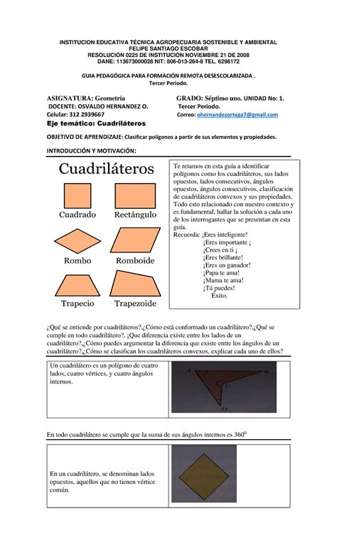 Tercer Periodo Geometria Septimo Grado Julio 2021 INSTITUCION