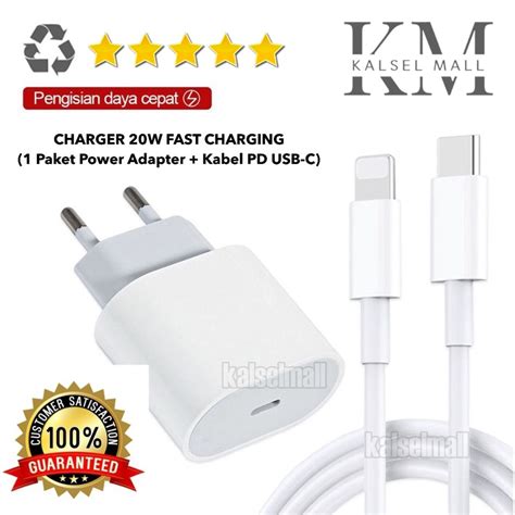 Jual Charger Casan Ip 20w Fast Charging 1 Paket Power Adapter Kabel Pd Type C Chargeran