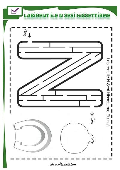 1 Sınıf İlk Okuma Labirent İle N Sesi Hissettirme Etkinliği Mbsunu