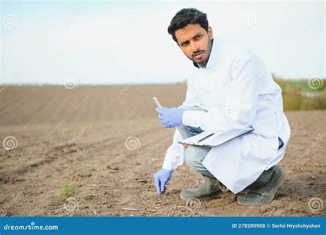 Soil Testing Indian Agronomy Specialist Taking Soil Sample For