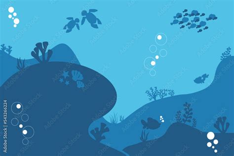 Aquatic ecosystem with aquatic animals and plants. Vector illustration ...