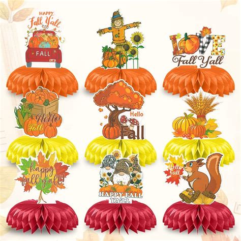 Amazon Hying Pcs Fall Gnomes Honeycomb Centerpieces For Table