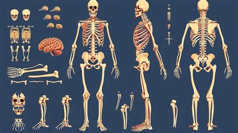 Un Diagrama De Un Esqueleto Y Huesos Humanos Vector Premium