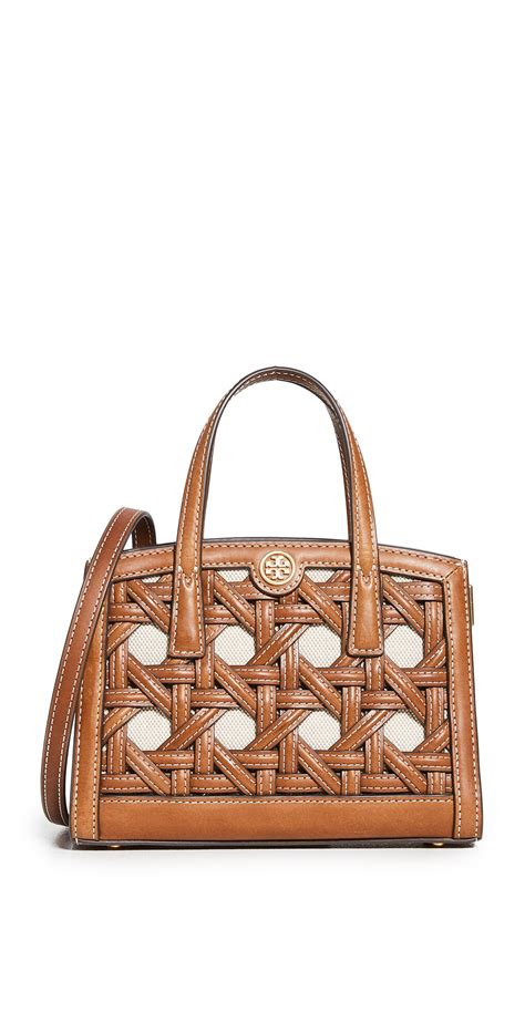 Tory Burch Tory Burch Walker Basket Weave Micro Satchel Cuoio