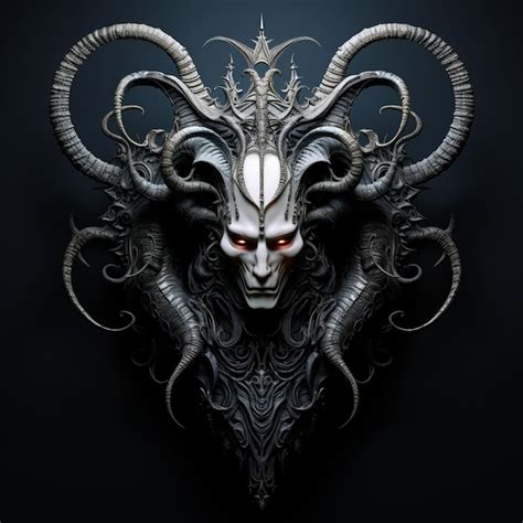 Premium Photo | A demon head with horns and horns on a dark background