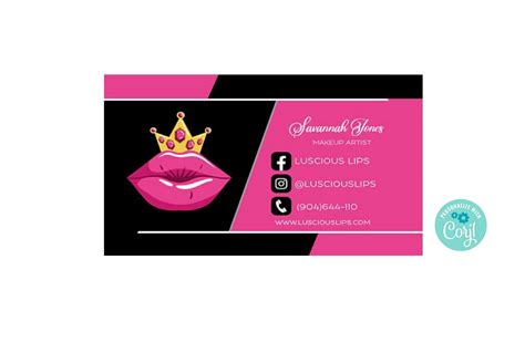 Editable Lip Business Card Lip Gloss Business Cards Makeup Artist B