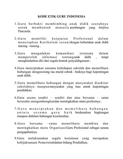 Kode Etik Guru Indonesia Pdf