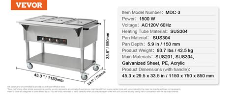 Vevor Pan Commercial Food Warmer X Qt Electric Steam Table