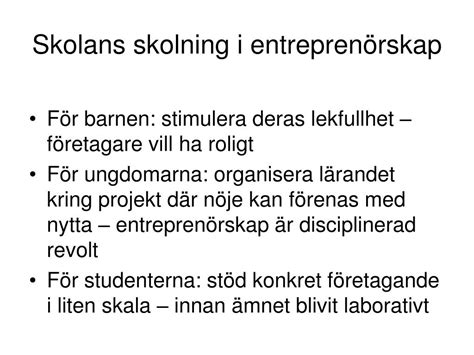 Ppt Skolning I Entrepren Rskap Och F Retagsamhet Praktik Och