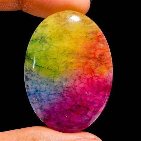 Rainbow Solar Quartz Oval Shape Cabochon Loose Gemstone For Etsy