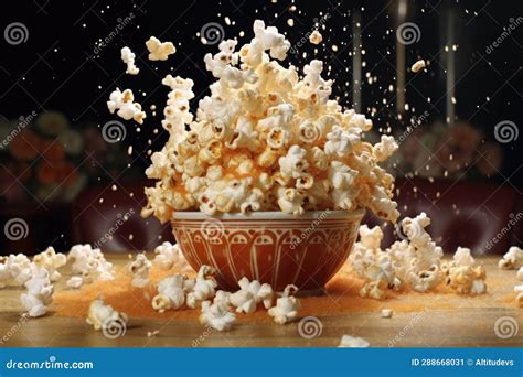 Popcorn Popping in Slow Motion, Mid-air Stock Image - Image of popcorn ...