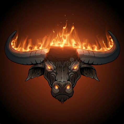 Bull Head In Fire Stock Vector Illustration Of Beast 60684808 Bull