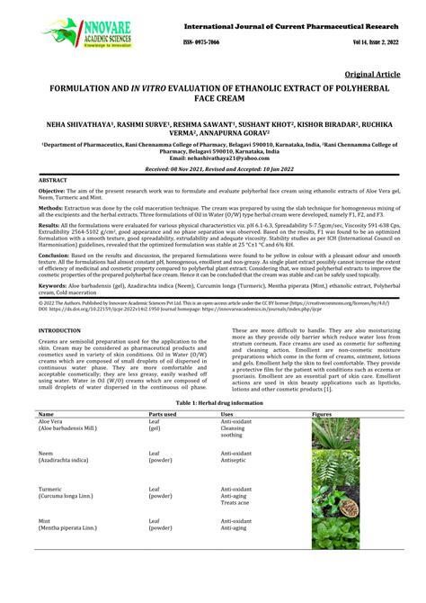 PDF FORMULATION AND IN VITRO EVALUATION OF ETHANOLIC EXTRACT OF