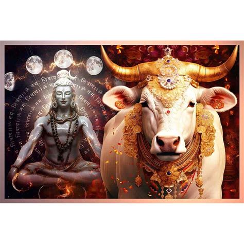 Lord Shiva With Nandi Hd Images Mahadev Painting On Canvas