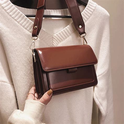 Small Pu Leather Flap Crossbody Bag For Women Vintage Solid Laides