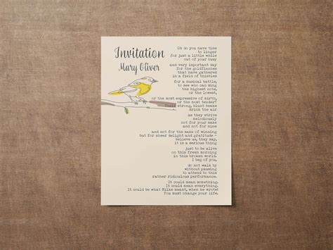 Invitation By Mary Oliver Poem Poster Print Framed And Unframed Options The Typography Tipi