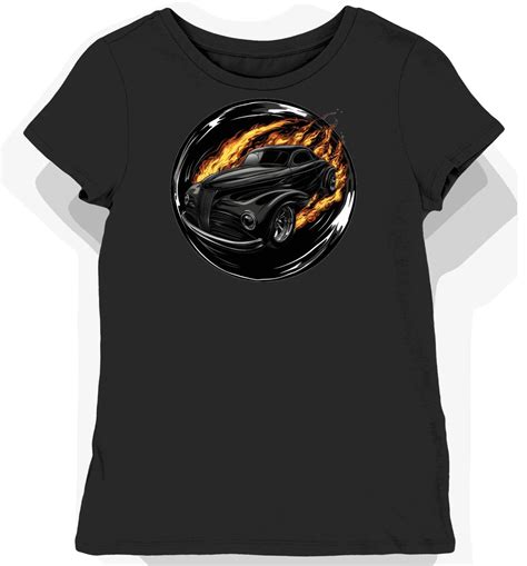 Koszulka damska czarna z motywem płomieniowych hot rodów S KozakNadruki Moda Sklep EMPIK