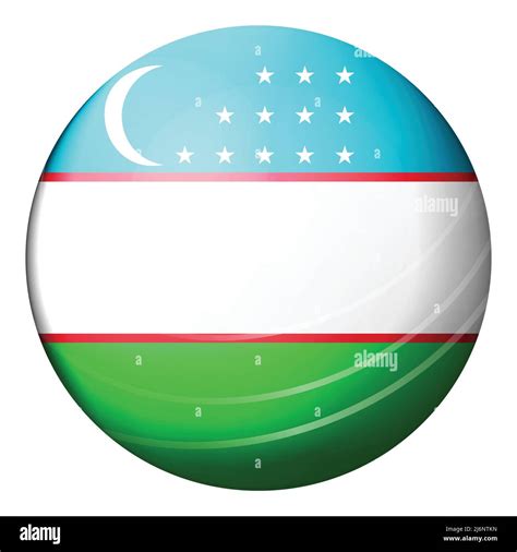 Round Icon With Flag Of Uzbekistan Glass Light Ball Sticker Sphere