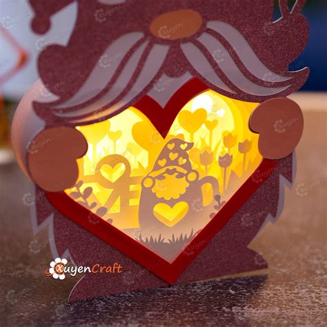 Cup Gnome Heart Lantern Shadow Box Pdf Svg Light Box Diy Gnome Shad 3dfancy