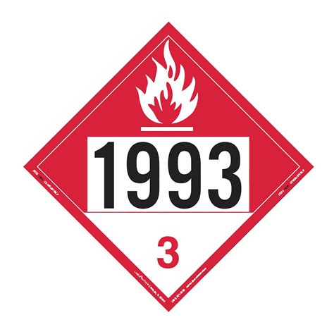 Combustible Liquid UN 1993 10 3 4 In Label Wd DOT Container Placard