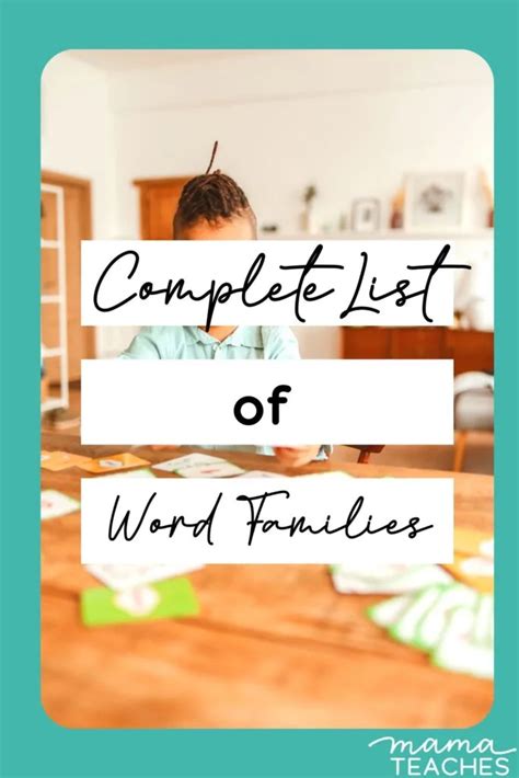 A Complete List Of Word Families Mama Teaches