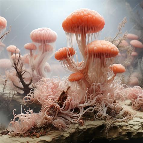 Premium Photo Magic Mushroom Forest Pink Mushroom Botanical Forest