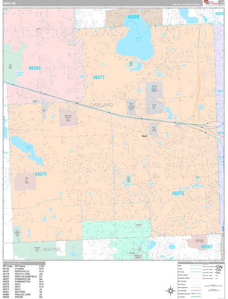 Novi Michigan Wall Map (Premium Style) by MarketMAPS - MapSales