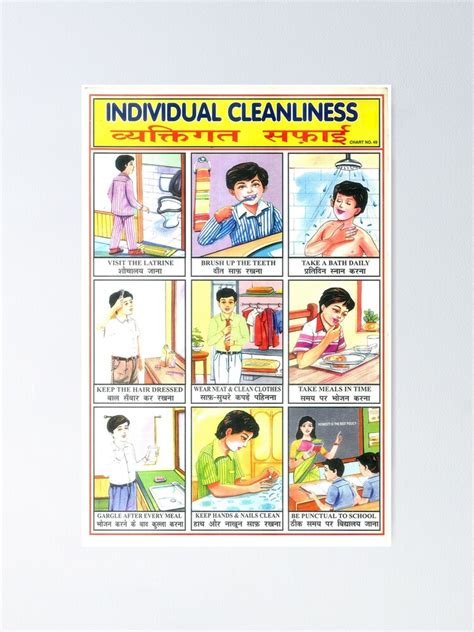 "Illustrated Chart From India - INDIVIDUAL CLEANLINESS Rare Vintage High Quality, Hindi" Poster ...