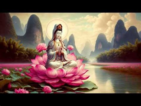 The Bodhisattva Of Compassion Seated Gracefully Upon The Vibrant Pink