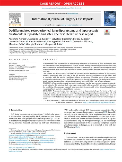 PDF Dedifferentiated Retroperitoneal Large Liposarcoma And