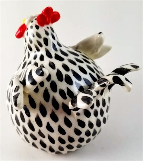 Whimsical Chicken Sculpture Red And White Artworks By Karen Fincannon