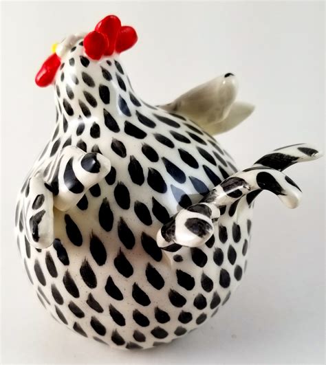 Whimsical Chicken Sculpture Red and White | Artworks by Karen Fincannon