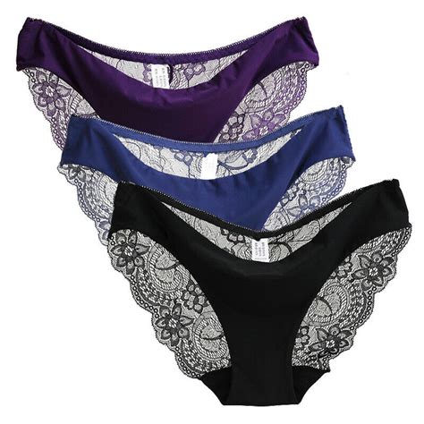 3 Pack Women Seamless Lace G String Briefs Panties Lingerie Underwear Knickers Ebay