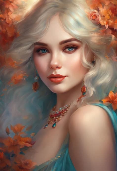 A Painting Of A Woman With Blonde Hair And Blue Eyes Seaart Ai