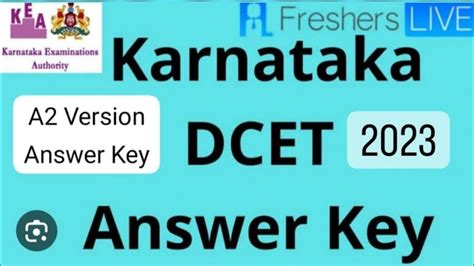 DCET 2023 ANSWER KEY A2 VERSION KEY ANSWERS 2023 KARNATAKA DCET