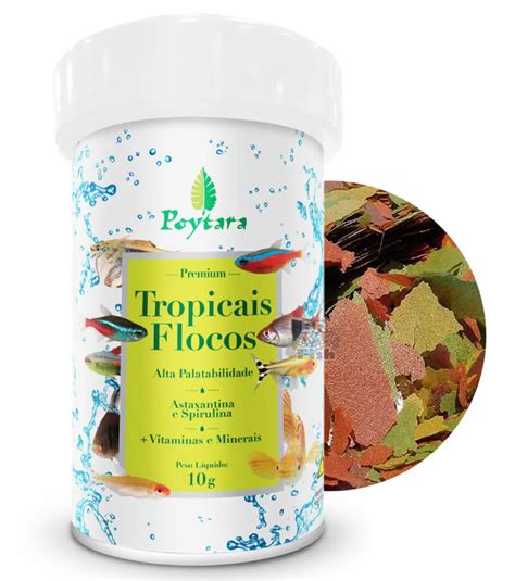 RAÇAO POYTARA TROPICAIS FLOCOS 10G PEIXES TROPICAIS AQUARIO