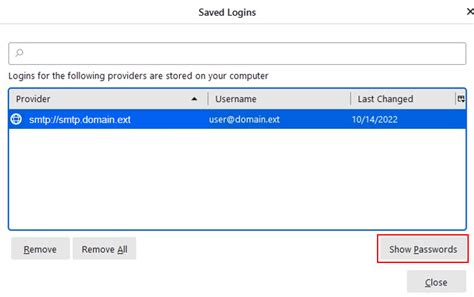 Select Show Passwords