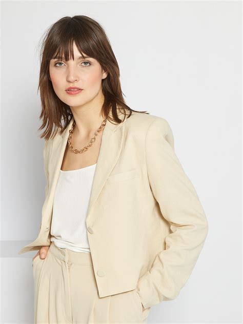 Veste Tailleur En Lin Beige Kiabi 12 50