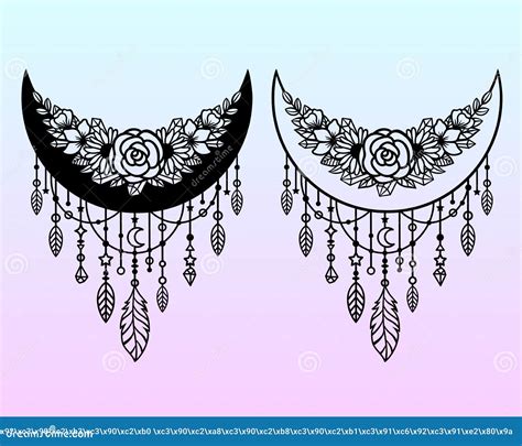 Vector Dream Catcher With A Crescent Moon Decorative Illustration In