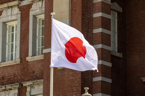 Japan Flag with Background of Tokyo Station Stock Image - Image of ...