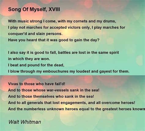 Song Of Myself XVIII Poem By Walt Whitman Poem Hunter